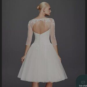 Truly Zac Posen 3/4 Sleeve Short Wedding Dress